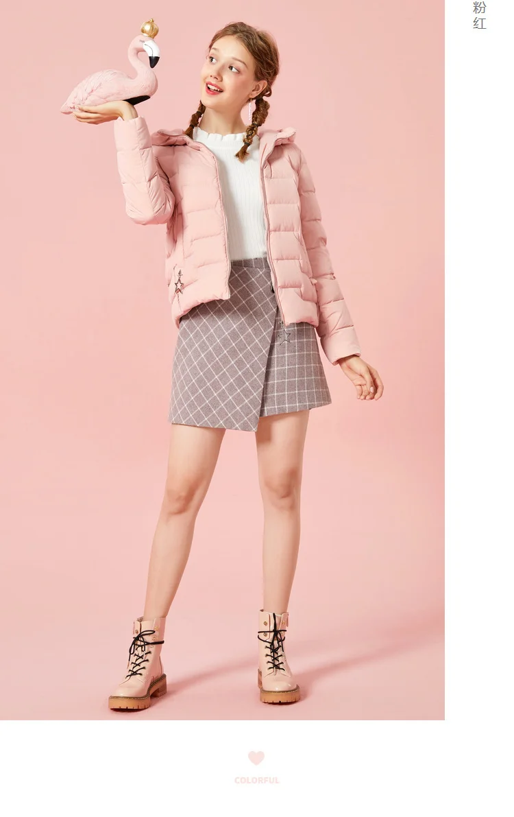 SEMIR женский стеганый легкий короткий пуховик с капюшоном с наклонным карманом, Женская пуховая куртка на подкладке