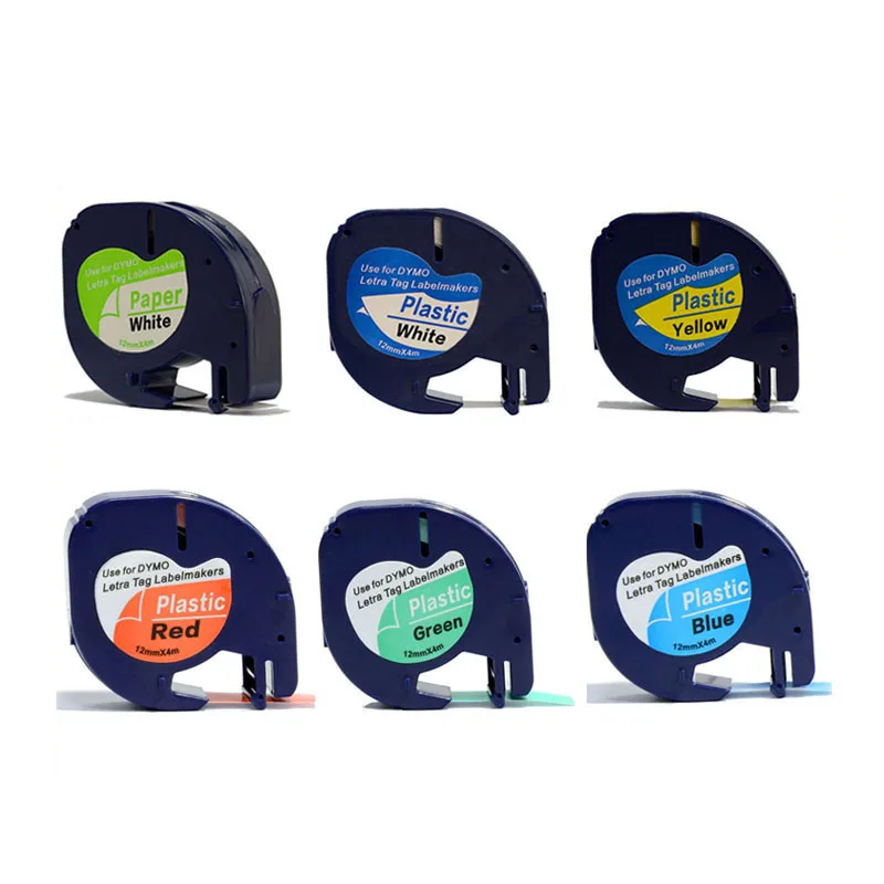 

Free ship 6PK 1/2" W X 13' L white DYMO LT 91200 91201 91202 91203 91204 91205 Letratag label tape DYMO plastic label printer