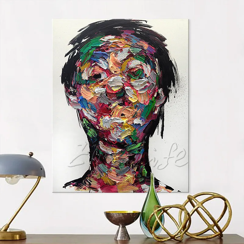 Koop Handgeschilderde Francoise Nielly Paletmes Man Portret Gezicht Olieverf Karakter Figuur Canva Wall Art Foto