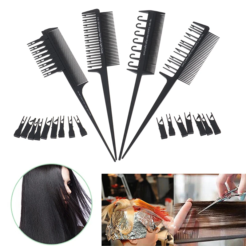 

Adjustable Professional 2 Side Hair Dyeing Comb Sectioning Highlight Comb Weaving Cutting Brush Salon Hair Coloring Styling