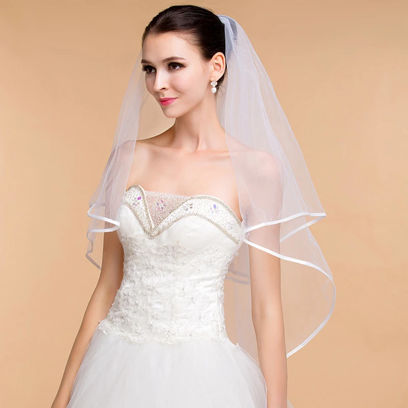 

U-SWEAR New Arrival One Layer Wedding Veils Fingertip Veils Ribbon Edge Tulle A-line, Ball Gown, Princess, Sheath/Column