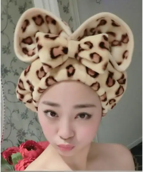 

1 piece Dry hair hat super absorbent cute shower cap plus size soft thickening the fast dry hair towel flannel