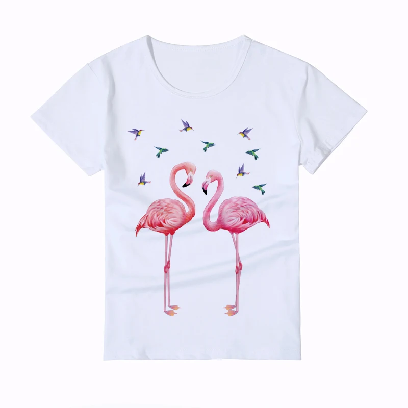 

Cute Flamingo painting design Children's tshirt girl white casual Kid T-Shirt Boy Short Sleeve Baby Breathable teen t shirt Y4-4