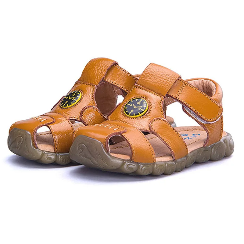 

2021 New Summer Children Beach Sandals Boys Fashion Genuine Leather Shoes for Girls Non-slip Kids Sandalias Clock Girls Shoes