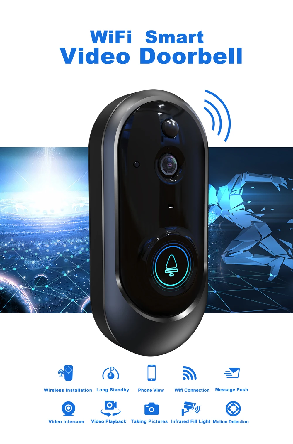 Дверной звонок с камерой Смарт Wifi дверной звонок кольцо 720P домофон ИК сигнализация беспроводная камера безопасности Deurbel вызов видео глаза