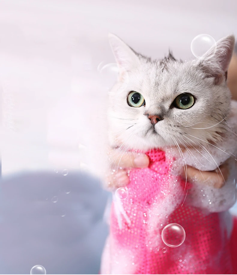 Pet Cat сумка для принадлежностей для ухода за телом многофункциональная Регулируемая моющая, для душа сетчатые мешки для домашних собак для купания уход за ногтями против царапин укус