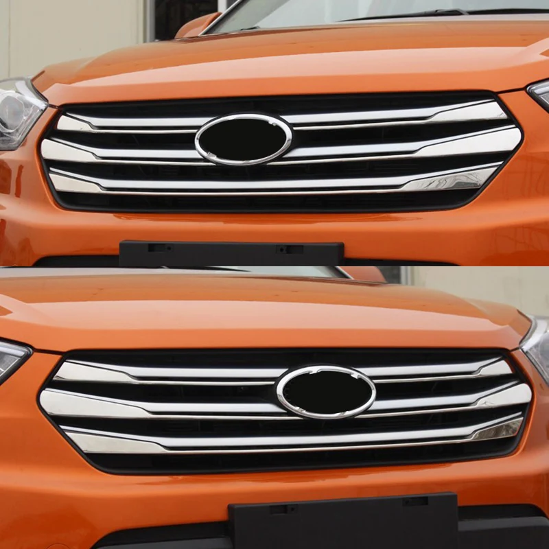 Для hyundai Creta- Хромированная передняя Центральная сетка решетка гриль крышка отделка молдинг защита украшения из нержавеющей стали