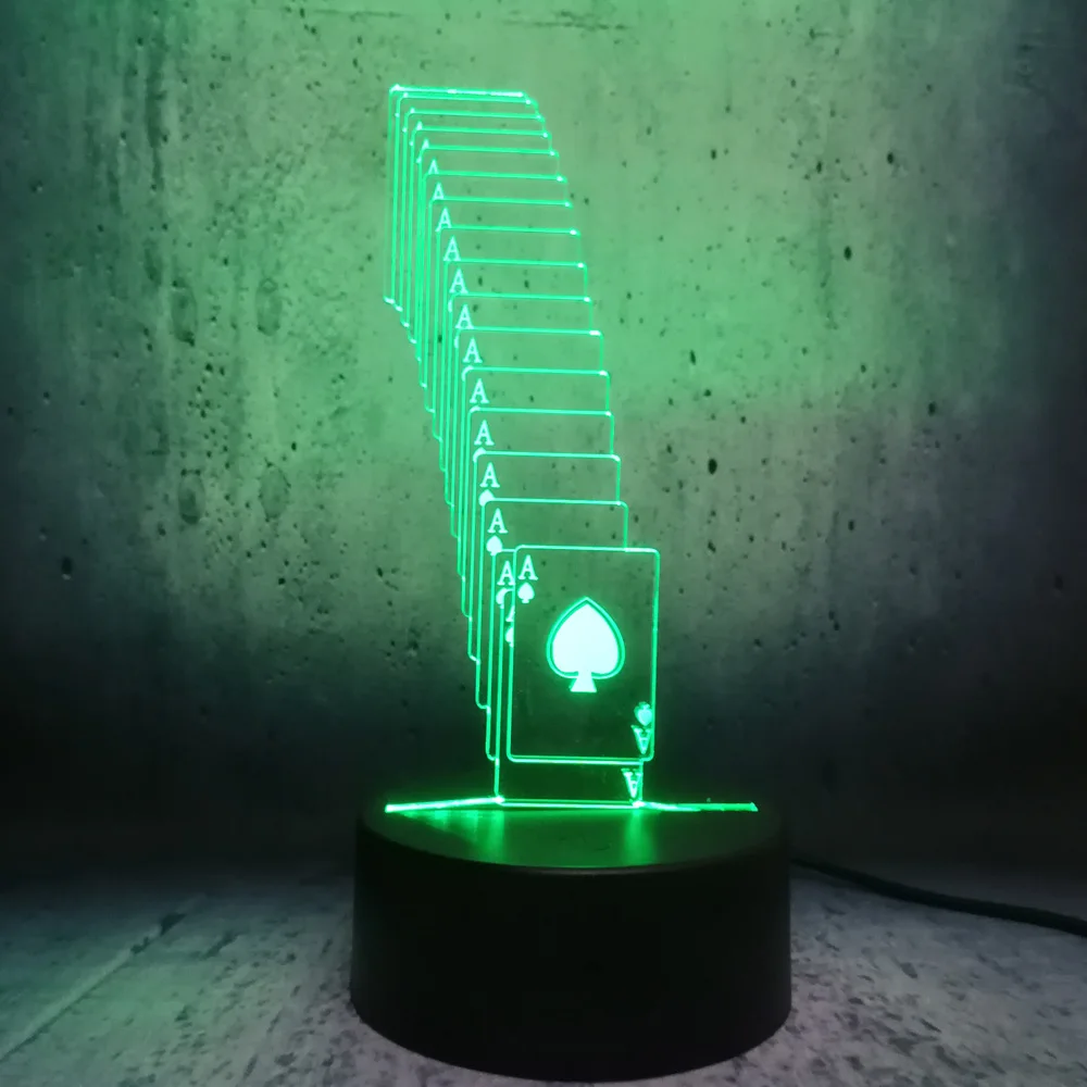 Креативная 3D светодиодная USB лампа для покера игральная карта волшебник