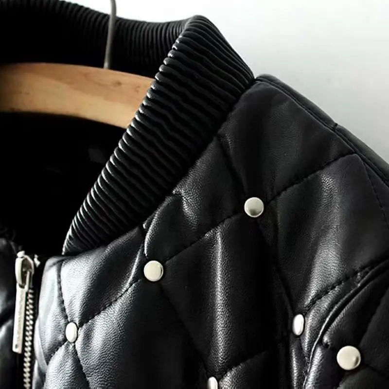 Новая кожаная женская куртка chaqueta mujer jaqueta de couro, пальто на молнии с длинным рукавом, черная корейская модная одежда