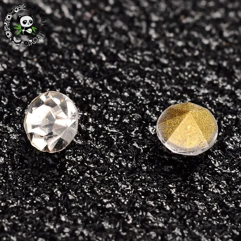 

Glass Pointed Back Rhinestone, Faceted Cone, Back Plated, Crystal, 2x2mm; about 1440pcs/bag