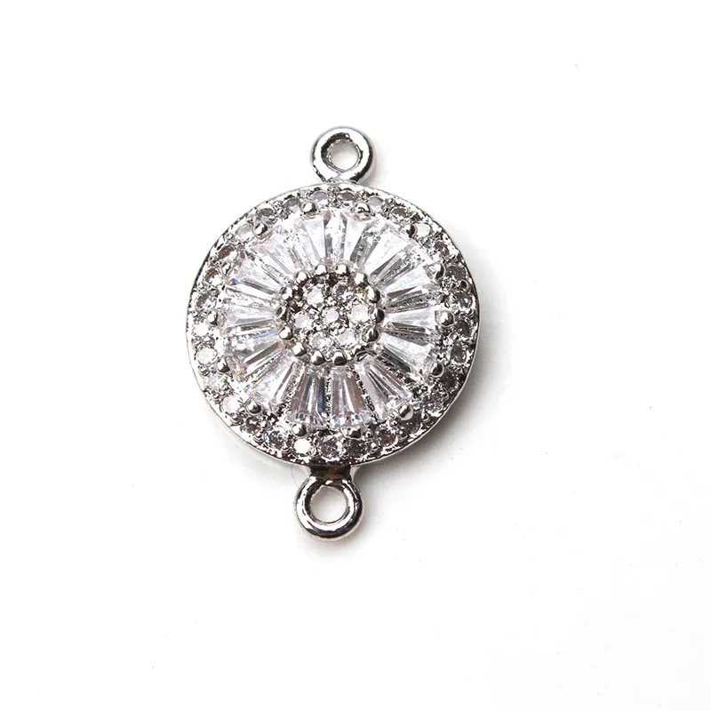 Модный браслет с цветами из кристаллов 1 шт. 14*21 мм серебристая черная медная