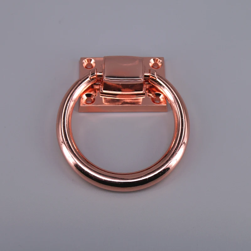 

2PCS Zinc alloy Wardrobe Cupboard Pull Handle Door Knocker , Drop Rings Pull Rose Gold for Wooden Door Dining Chair