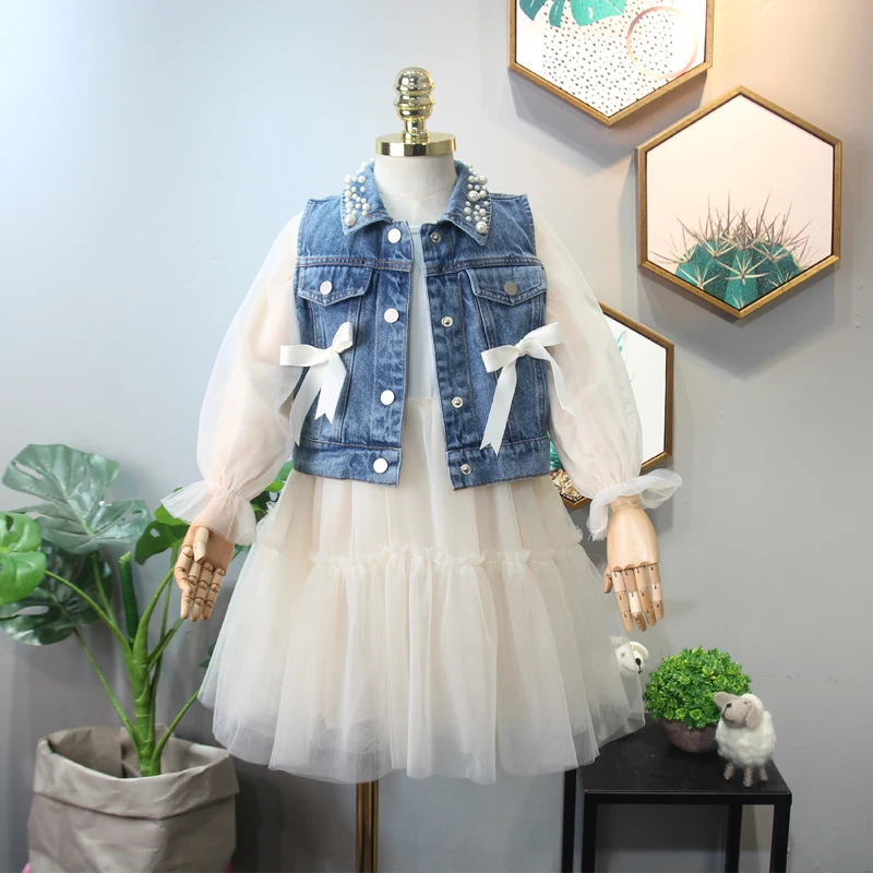 DZIECKO Girls Dress 2019 Summer Kids Jean Clothes Tutu Denim Bow Pockets Spring Korean Dresses Baby Cute Clothing | Детская одежда и