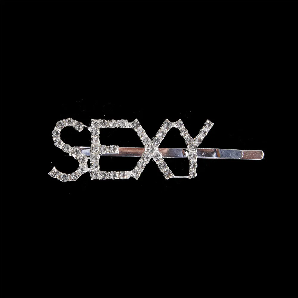SEXY 1 шт. блестящие очаровательные сексуальные заколки для волос с буквенным принтом заколки для девочек инструмент для укладки заколка для волос алмазная заколка женские аксессуары для волос - Цвет: SEXY