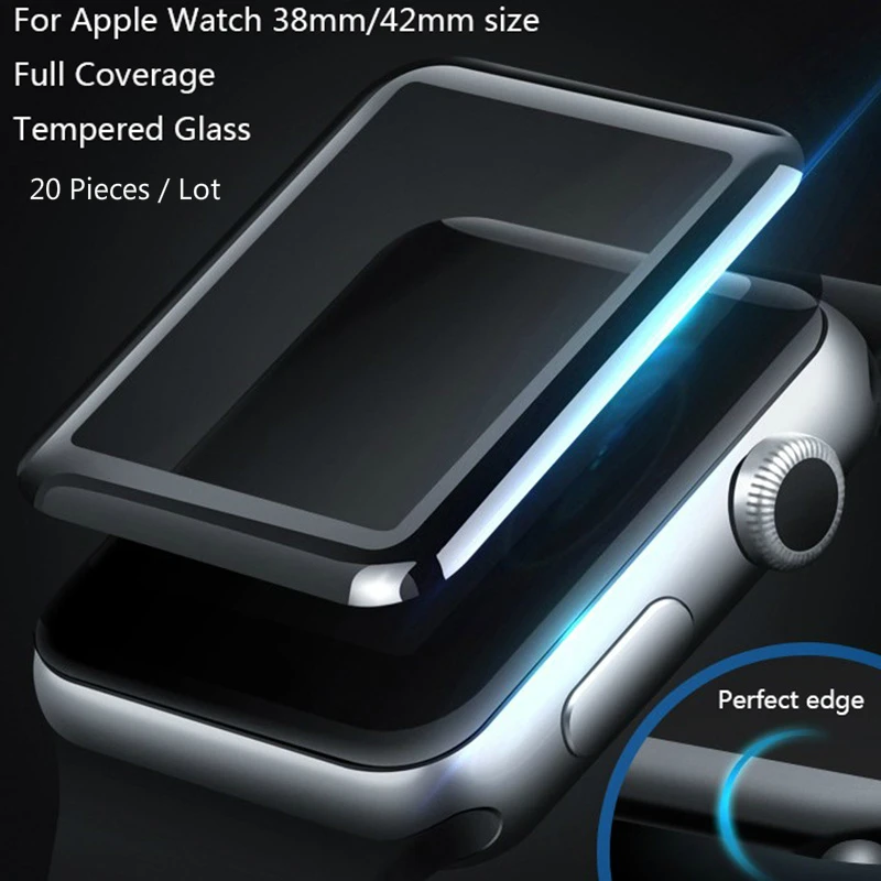 20 шт./лот полное покрытие закаленное стекло для Apple Watch 1/2/3 Φ 38 мм/42 мм Размер|Защита