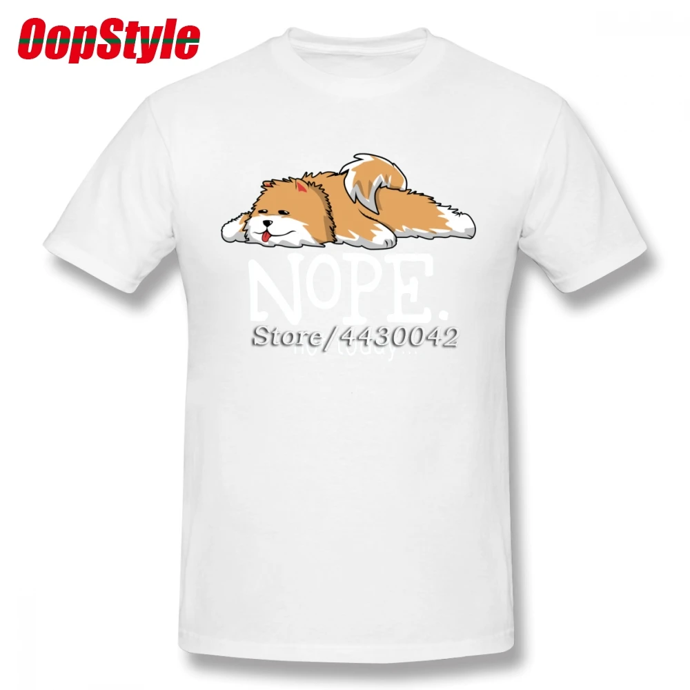 Мужская футболка с коротким рукавом Pomeranian Dog хлопковая Футболка большого размера