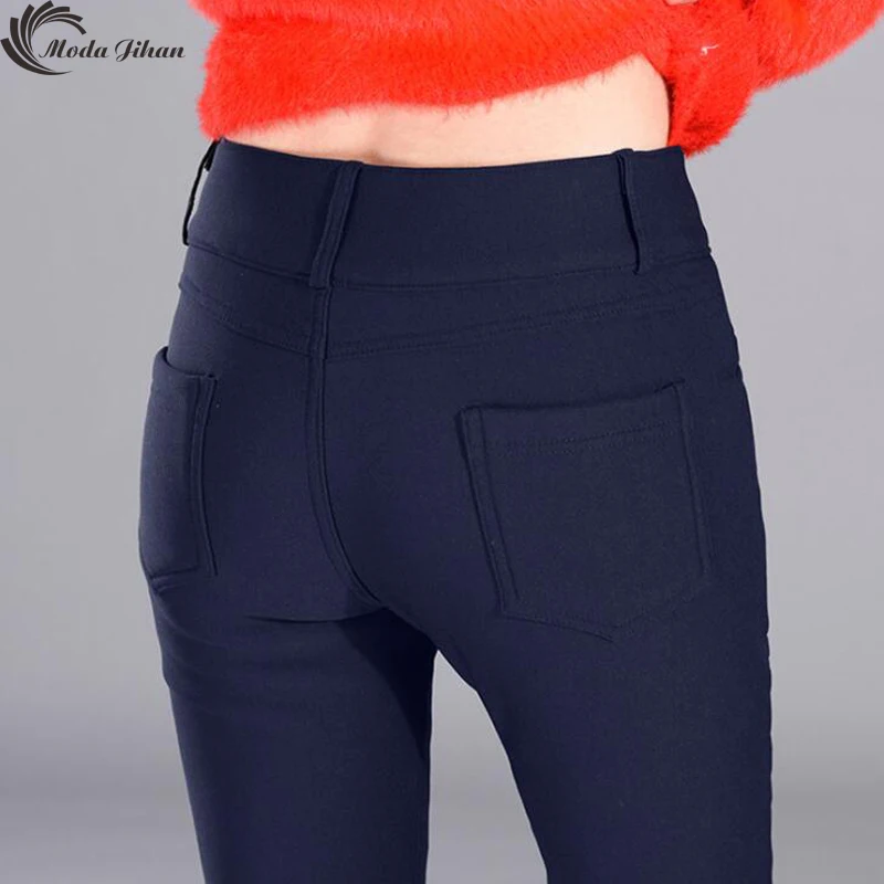 Moda Jihan женские зимние штаны с бархатом утолщенные высокая талия теплые