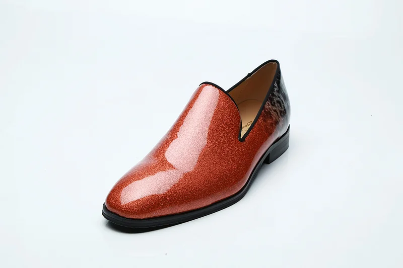 SHOOEGLE High Quality Men Patent Leather Shoes Snakeskin Italy Smoking Fashion Slip-on Loafers Business Dress | Обувь