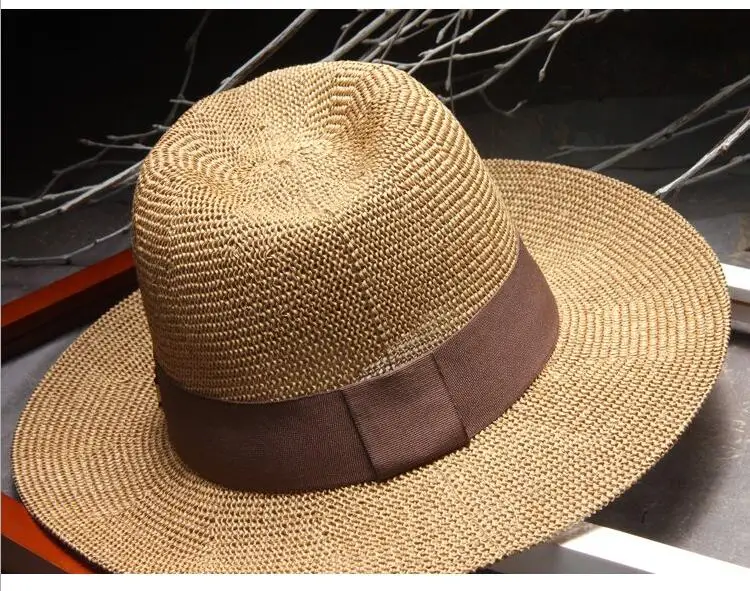 Шляпа Мужская/женская Соломенная элегантная Панама от солнца чёрная/белая