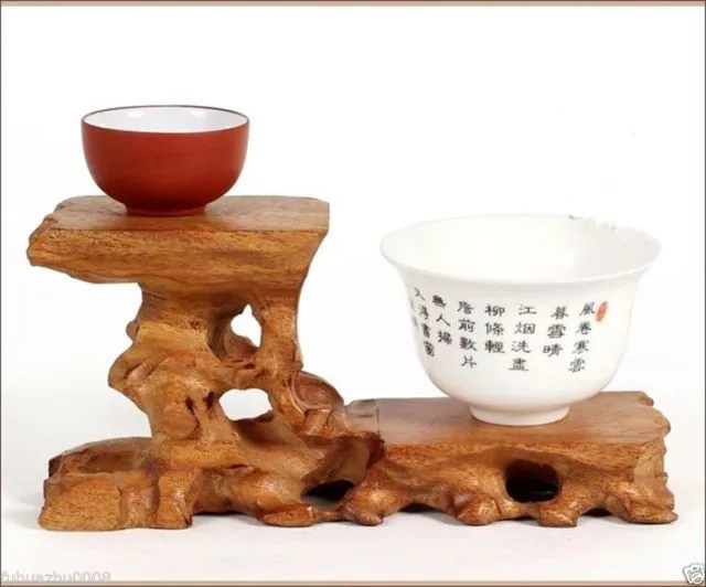 

Hard Wood Crafted 2 Tiers High Low Display Stand For Teapot Cup Figurine Etc