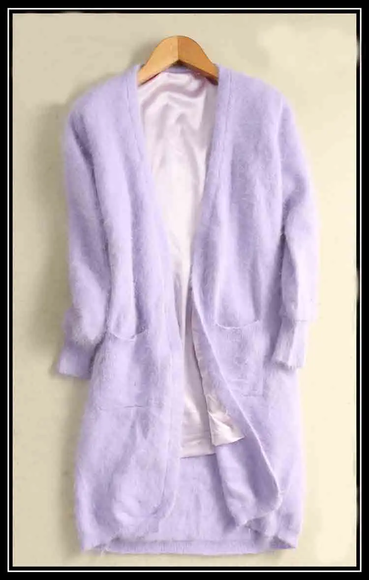 lightpurple Женский кардиган,, свитер из натуральной норки и кашемира, теплая подкладка, Осень-зима, кашемировое пальто, большие размеры, большие размеры, tbsr639 - Цвет: lightpurple