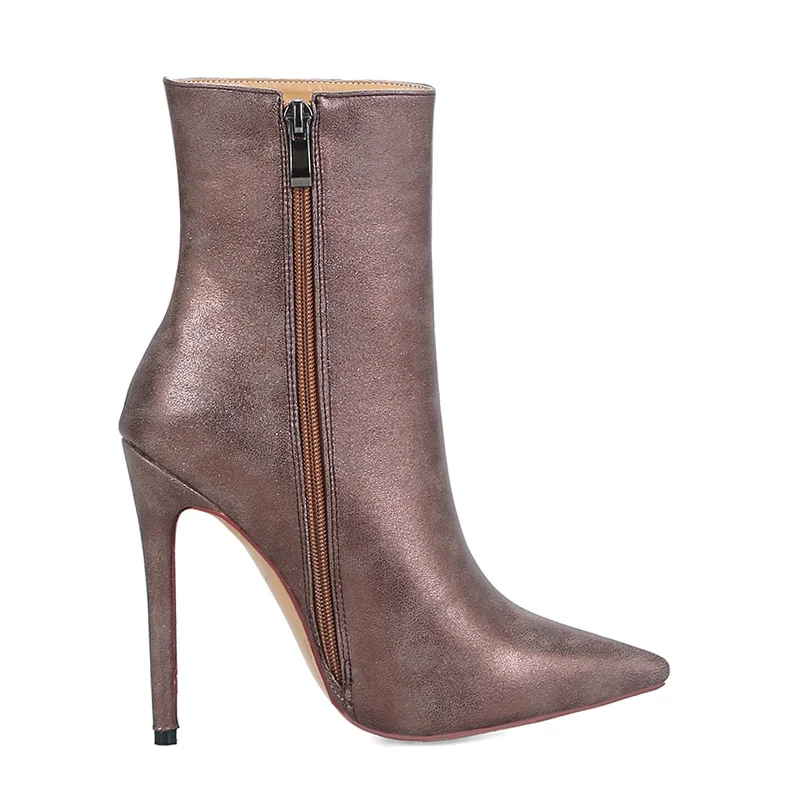 Tuyoki Plus Size 31-45 Women High Heels Boots Zipper Shoes Woman Fur Warm Winter Ankle Shine Fashion Ladies | Обувь