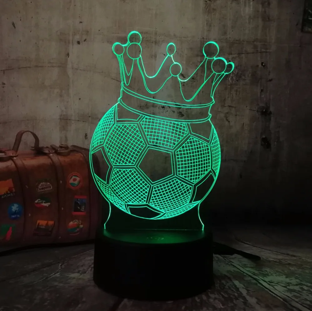 Креативная 3D иллюзия Лампа светодиодный ночник футбол императорская корона