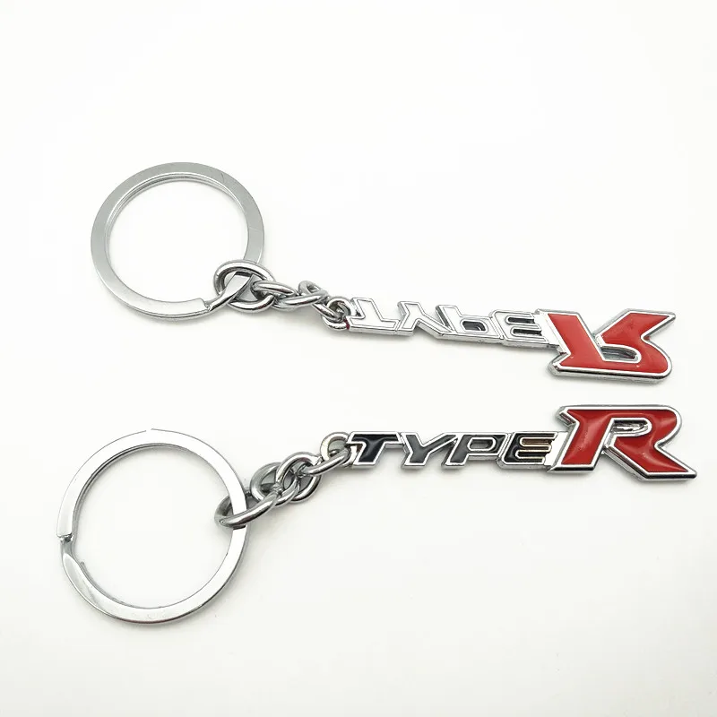 Автомобильный металлический брелок R TYPER с кольцом для ключей черный/белый Honda Civic