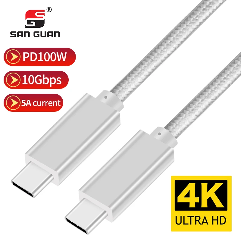 PD 100 Вт Type C QC 4 0 кабель USB3.1 2 м USB 5A для Macbook Pro HP IF Сертифицированный аудио и