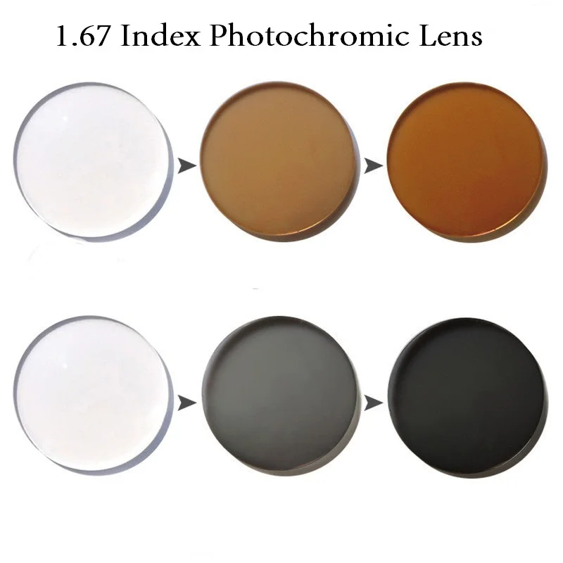 CUBOJUE 1.56 1.61 1.67 Index Resin Photochromic Lens for Prescription Myopia Change Grey/brown Anti Glare UV400 Scratch | Аксессуары для