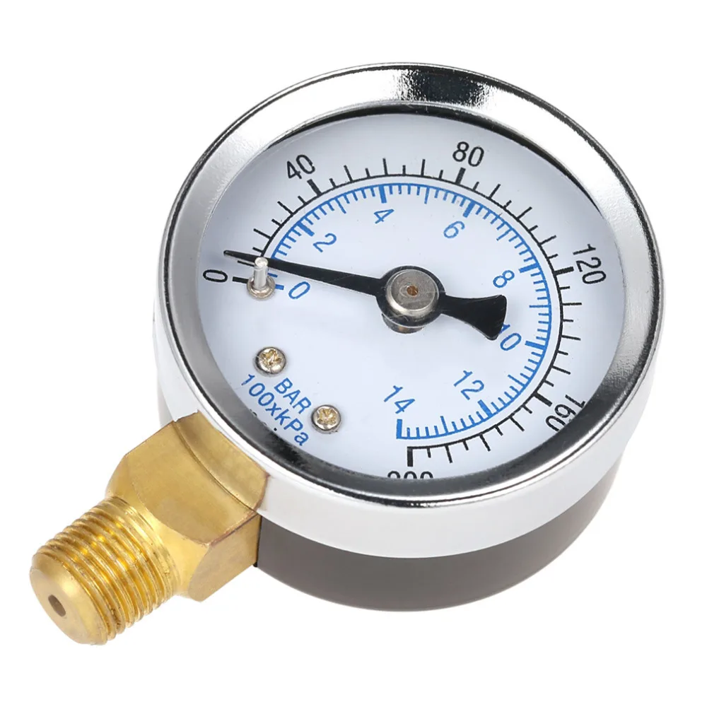 

2021 NEW 40mm 0~200psi 0~14bar Pool Filter Water Pressure Dial Hydraulic Pressure Gauge Meter Manometer 1/8" NPT Thread HOT