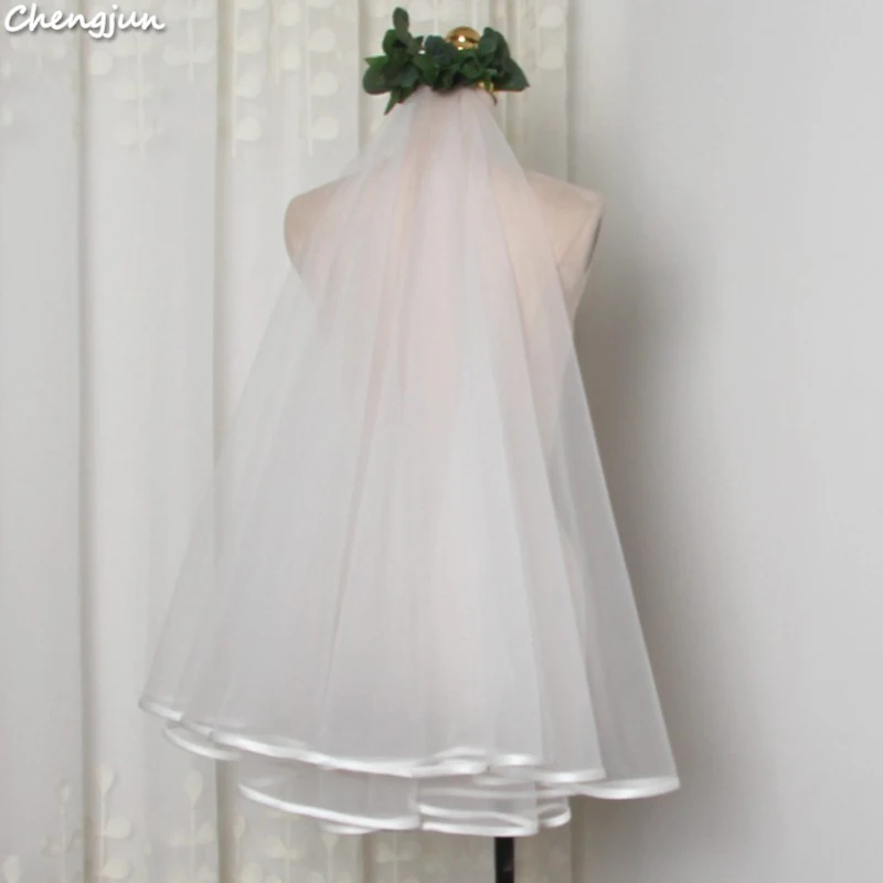 Дешевый свадебный аксессуар Chengjun на заказ кружевная Фата для невесты с коротким