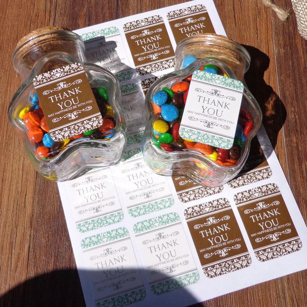 Оптовая продажа 1216 шт цветочный дизайн 2 цвета Спасибо Печать стикер DIY подарок