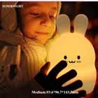 Светодиодный ночник с сенсорным экраном 9 цветов, мультяшный силиконовый светильник в виде кролика, настольная лампа для спальни, прикроватная лампа для детей, подарок для малышей