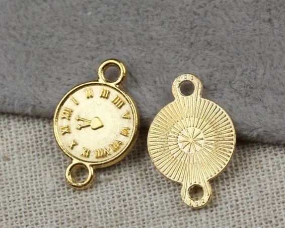 

100pcs charms Double hole clocks Connector pendant 21x13x1mm gold DIY handmade jewelry accessories Making alloy finding