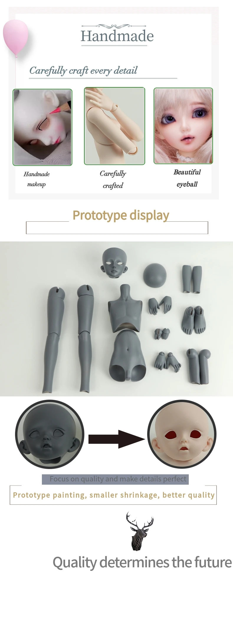 BJD 1/12 маленькая лося модель животного для коллекции обнаженной куклы