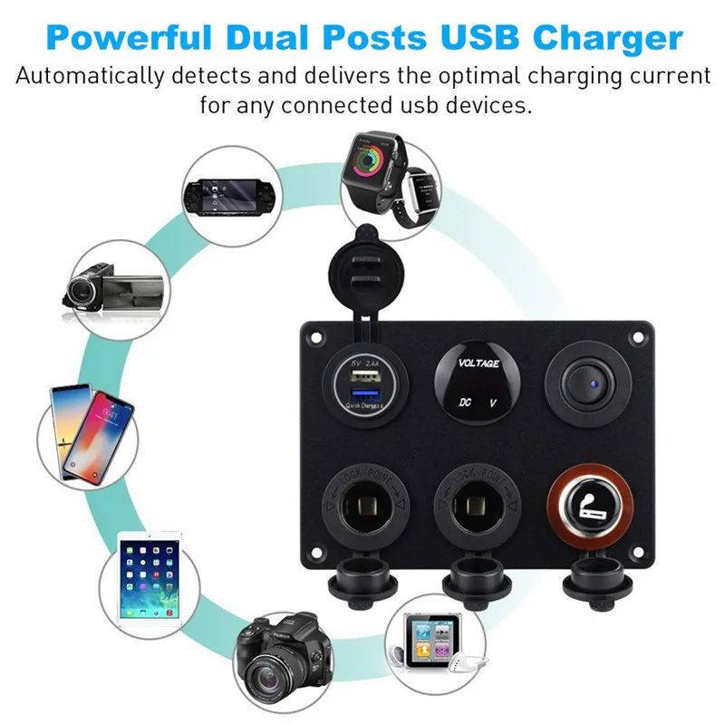 Двойной usb разъем для зарядного устройства QC 3 0 & 2.4A светодиодный вольтметр 12 В