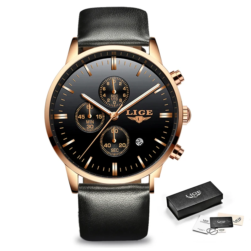 Часы LIGE мужские спортивные светящиеся деловые кварцевые | Наручные часы