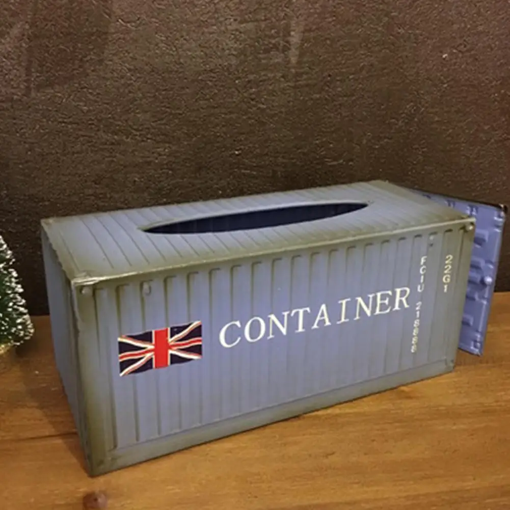 Blue union jack Ретро коробка для хранения салфеток из кованого железа креативная промышленная коробка для салфеток домашняя гостиная Настольная коробка декоративных салфеток - Цвет: Blue union jack
