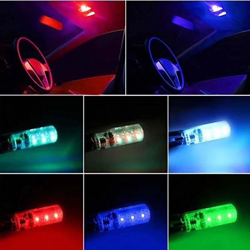 Автомобильная светодиодная лампа T10 12 SMD5050 RGB Led W5W в партии 2019|led light t10|light t10car led t10 |