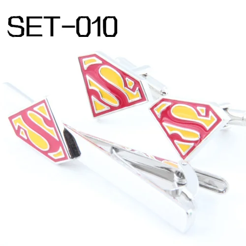 

Novelty Interesting Tie Clips & Cufflinks Set Can be mixed Free Shipping Set 010 Red man Superhero Series