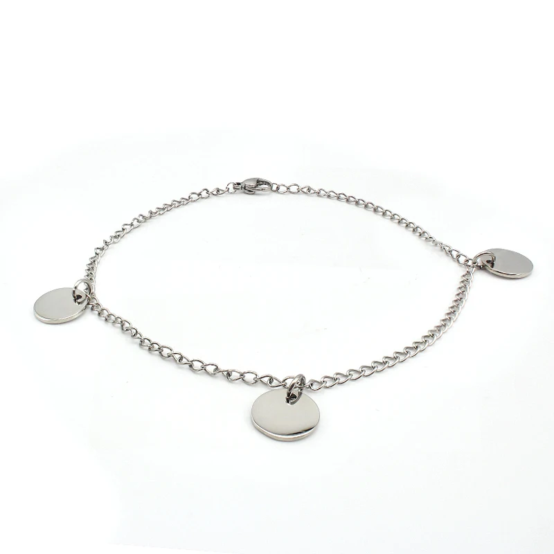 Personalized Chain Anklet Engravable Name Three Round Charm Leg Anklets For Women/Men Feet Jewelry | Украшения и аксессуары
