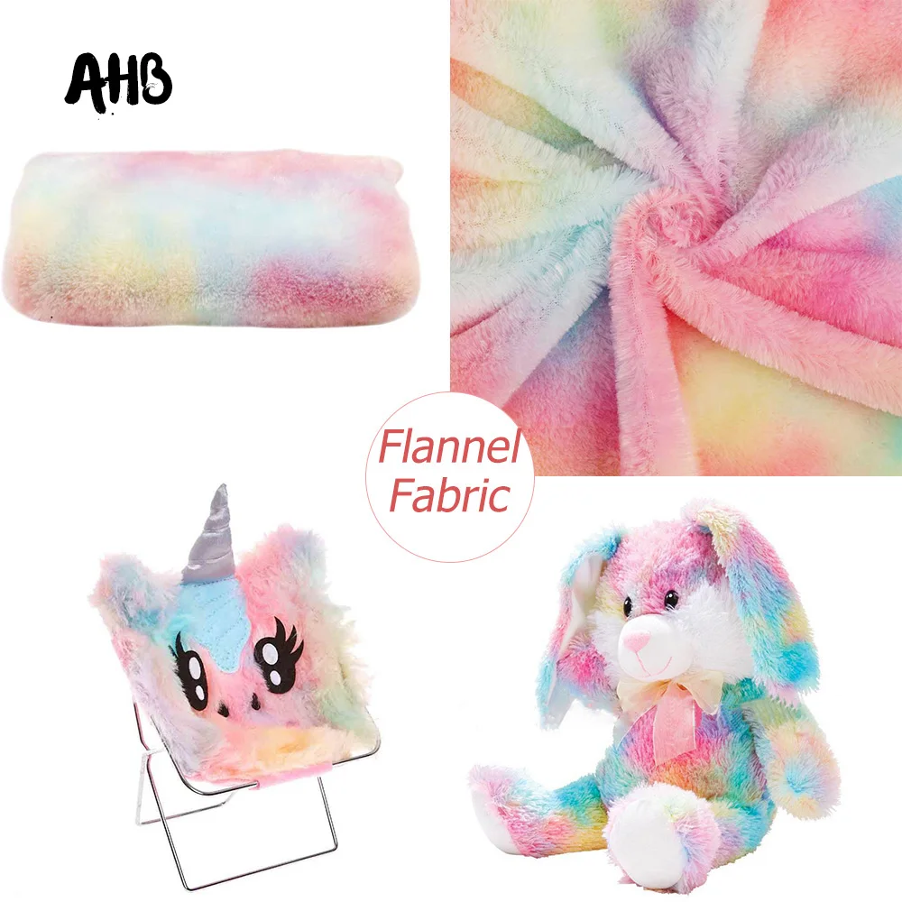 

AHB Plush Fabric Rainbow Color Warm Fabric DIY Home Textile Clothes Toy Crafts Sewing Artificial Fur Fabric 50*150cm