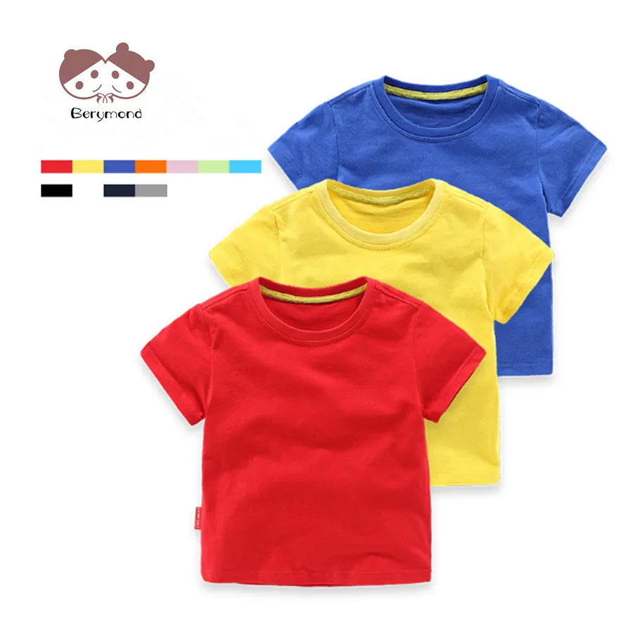 

Colorful Children's Shirts 1-6 Years Old Kids Plain Solid Color T-shirts 100% Cotton T-shirt for Girls Boys Tees Summer Top
