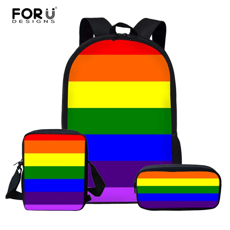 FORUDESIGNS/детские школьные сумки с радужным принтом, детский школьный рюкзак, Набор детских школьных сумок, ортопедический школьный рюкзак - Цвет: XD746CEK