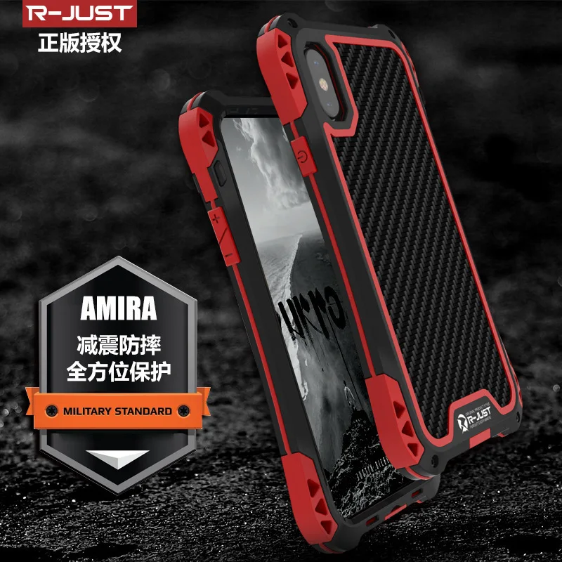 R-JUST For IPhoneX Amira Metal Phone Shell Three Defence Waterproof Protect Sheath Camouflage Color |