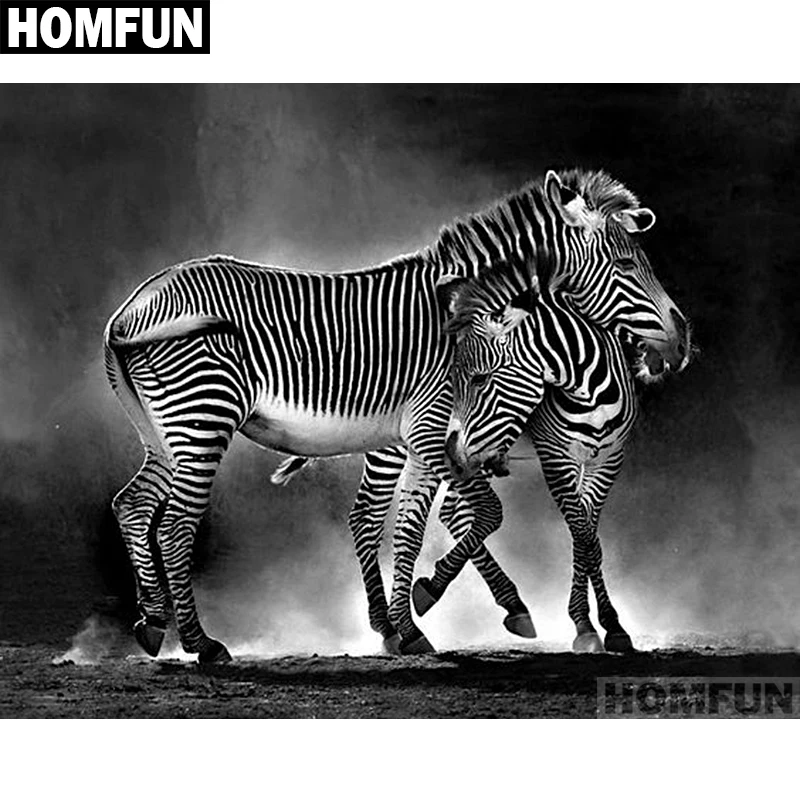 Алмазная живопись HOMFUN A01355 вышивка крестиком Зебра квадратная/круглая для