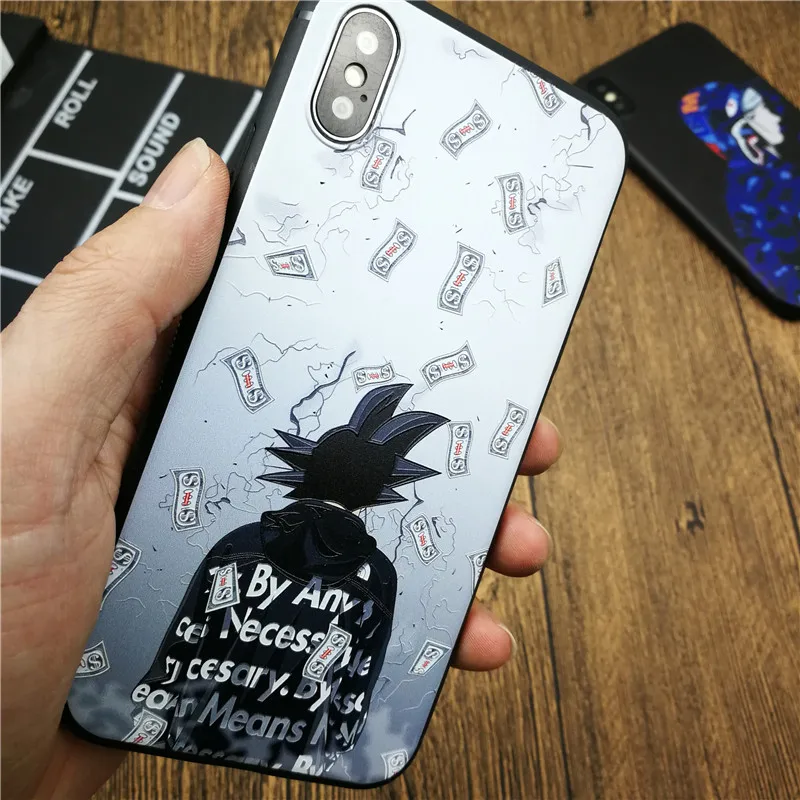 Мягкий чехол для телефона с мультяшным камуфляжным принтом Dragon Ball Naruto Goku для iphone X XS MAX XR 8 7 6 6S plus рельефный силиконовый чехол s coque funda