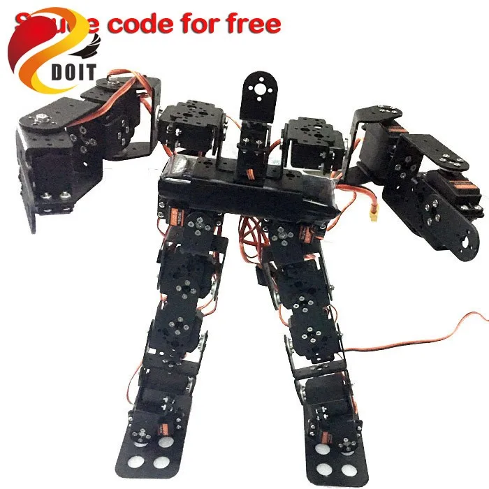 DOIT 17DOF Biped Роботизированный Обучающий робот-гуманоид робот набор сервокронштейн шарикоподшипник черный отправка исходный код для DIY