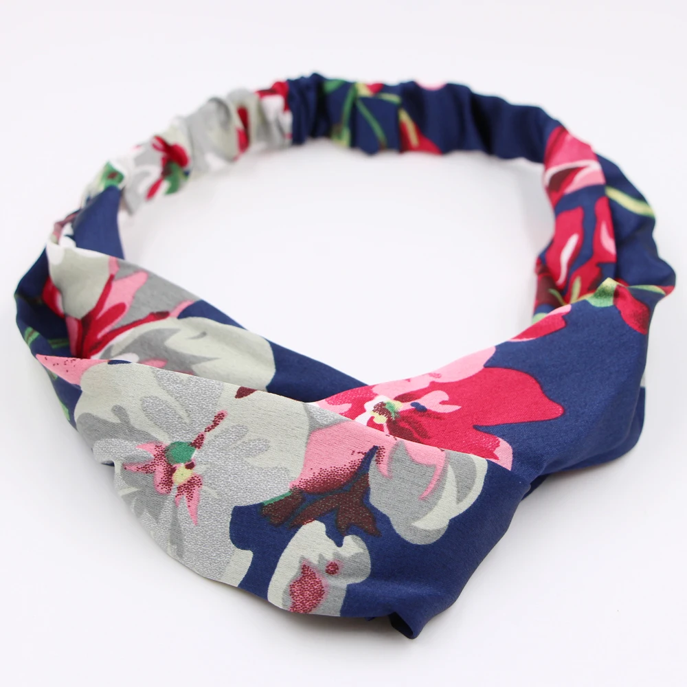 Повязка на голову женская с цветочным принтом модная эластичная резинка для